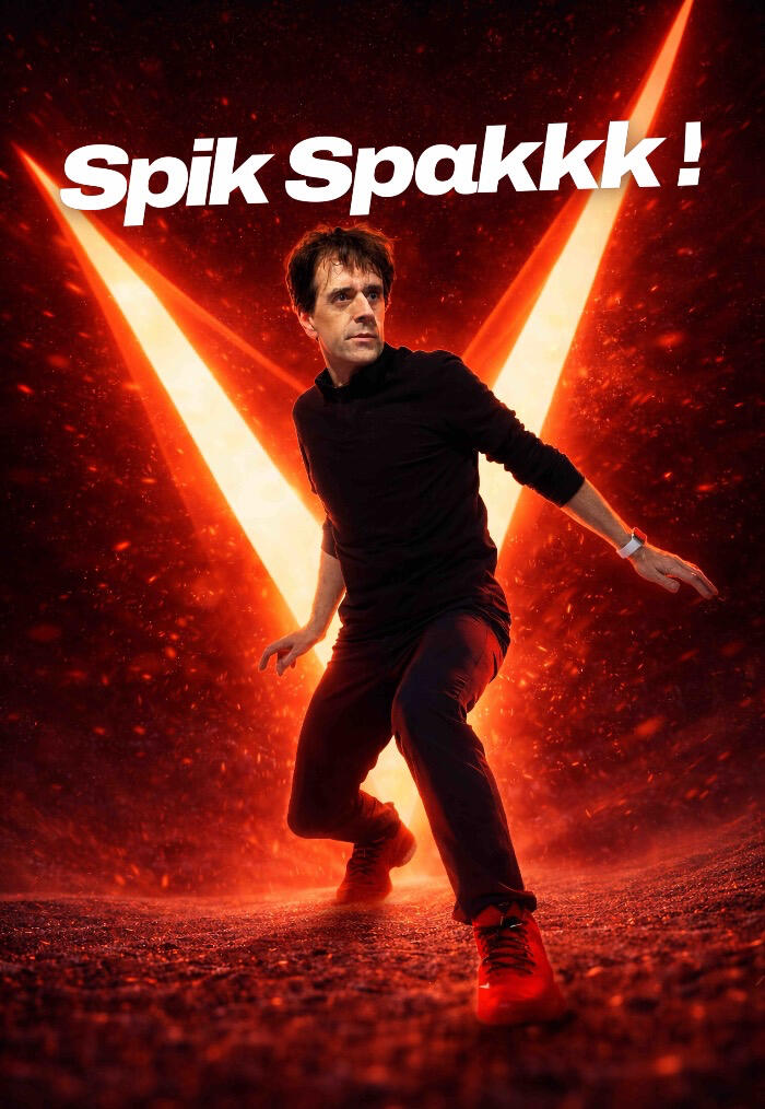 Spik-Spakkk ! Affiche des spectacles de magie de Monsieur Fred qui sert à promouvoir le spectacle dans le nord de la France, la Normandie à l'Île-de-France